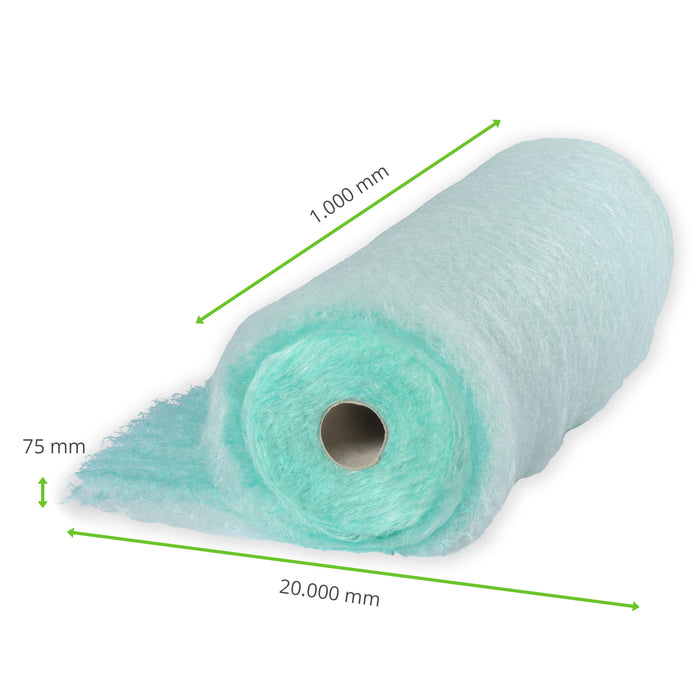 Paint Stop vert, tapis de séparation des brouillards de peinture, 1 x 20 m, épaisseur 75 mm