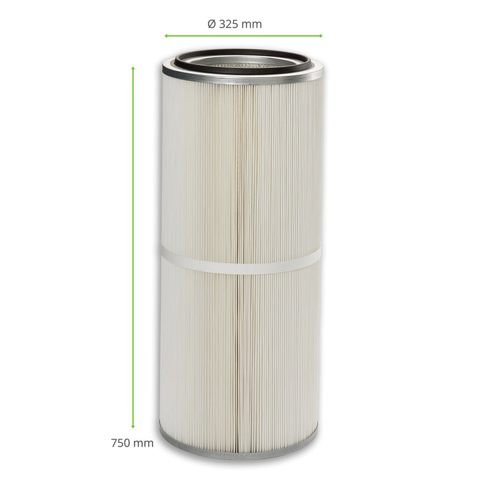 Cartouche filtrante, 325 x 750 mm, non-tissé polyester Huile/Eau, PLYMOVENT EUROMATE Lincoln Oerlikon