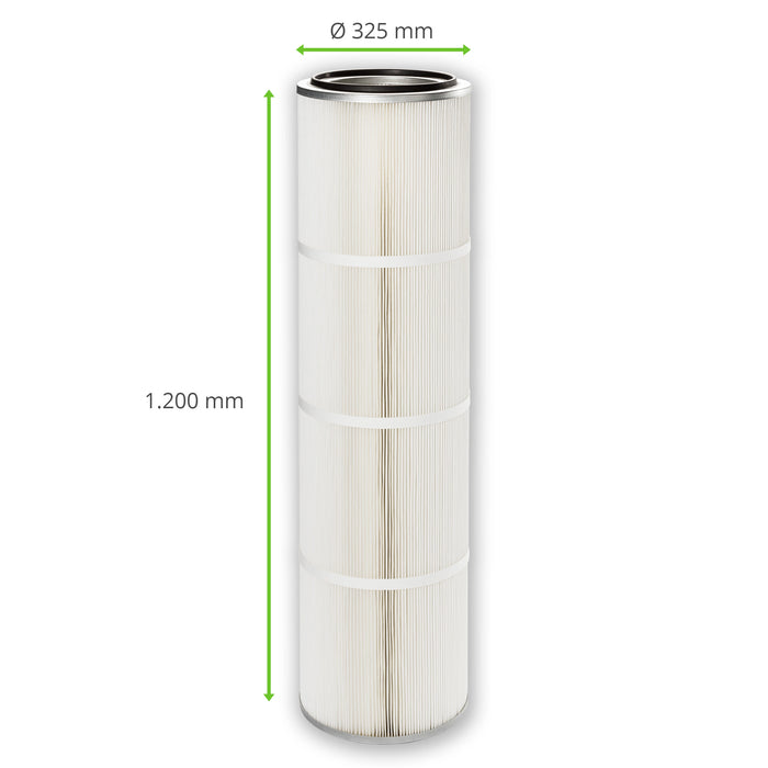 Cartouche filtrante, 327 x 1200 mm, cellulose/polyester avec nanorevêtement (ignifuge), TEKA